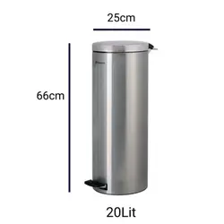 سطل زباله 20 لیتری پدالی استیل آرام بند