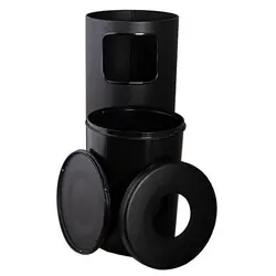 سطل زباله اداری زیر سیگاری 30 لیتر استیل مشکی