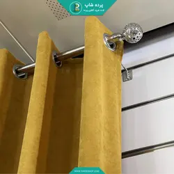 پرده پانچی آماده هازان (کتان) رنگ خردلی - پرده شاپ