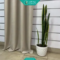 پرده پانچی آماده هازان (کتان) رنگ نقره ای - پرده شاپ