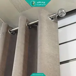 پرده پانچی آماده هازان (کتان) رنگ نوک مدادی - پرده شاپ