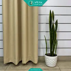 پرده پانچی آماده هازان (کتان) رنگ کرم - پرده شاپ