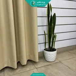 پرده پانچی آماده هازان (کتان) رنگ کرم - پرده شاپ