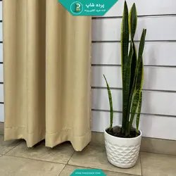 پرده پانچی آماده هازان (کتان) رنگ کرم - پرده شاپ