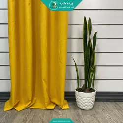 پرده پانچی آماده هازان (کتان) رنگ زرد - پرده شاپ