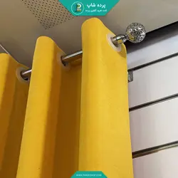 پرده پانچی آماده هازان (کتان) رنگ زرد - پرده شاپ