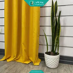پرده پانچی آماده هازان (کتان) رنگ زرد - پرده شاپ