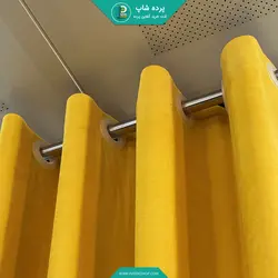 پرده پانچی آماده هازان (کتان) رنگ زرد - پرده شاپ