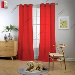 پرده پانچی آماده تور کتان رنگ قرمز ارتفاع 280 سانتی متر - پرده شاپ