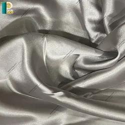 آستر پرده ساتن رنگ طوسی روشن همراه دوخت و نوار - پرده شاپ