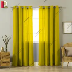 پرده پانچی کتان بافت‌دار زرد پررنگ - پرده شاپ