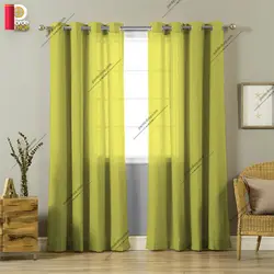 پرده پانچی کتان بافت‌دار زرد لیمویی - پرده شاپ