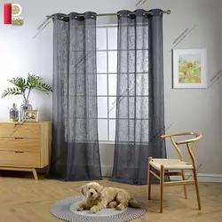 پرده پانچی تور کتان برند ParsDecor رنگ مشکی - پرده شاپ