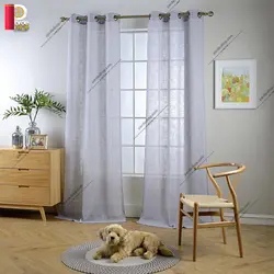 پرده پانچی تور کتان برند ParsDecor رنگ طوسی روشن - پرده شاپ