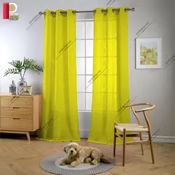 پرده پانچی تور کتان برند ParsDecor رنگ زرد پررنگ - پرده شاپ