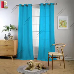 پرده پانچی تور کتان برند ParsDecor رنگ آبی - پرده شاپ