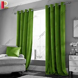 پرده پانچی مخمل کلاسیک رنگ سبز‌روشن - پرده شاپ