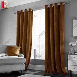 پرده پانچی مخمل کلاسیک رنگ نسکافه‌ای تیره - پرده شاپ