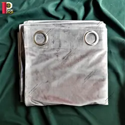 پرده پانچی مخمل کلاسیک رنگ طوسی - پرده شاپ