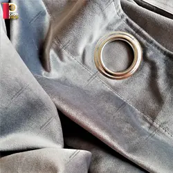 پرده پانچی مخمل کلاسیک رنگ طوسی - پرده شاپ