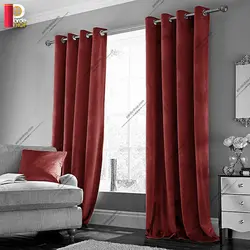 پرده پانچی مخمل کلاسیک رنگ صورتی‌چرک - پرده شاپ