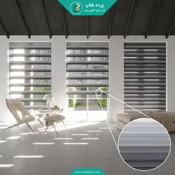 پرده زبرا طرح پلیسه ای رنگ طوسی مشکی - پرده شاپ