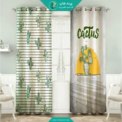 پرده پانچی چاپی طرح مینیمال پتینه + یک پنل حریر پانچی رایگان - پرده شاپ