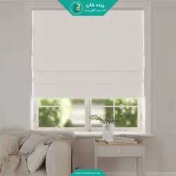 پرده رومن کتان مات رنگ استخوانی - پرده شاپ