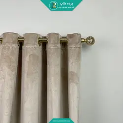 پرده پانچی مخمل براق کلاسیک رنگ کرم - پرده شاپ