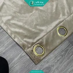 پرده پانچی مخمل براق کلاسیک رنگ کرم - پرده شاپ