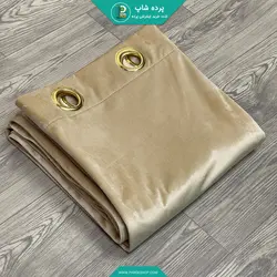 پرده پانچی مخمل براق کلاسیک رنگ کرم - پرده شاپ