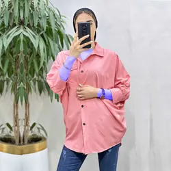 شومیز زنانه داکرون آستین کیمونو رنگ صورتی