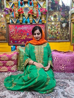 لباس بلند شیک مدل گلدوزی و آینه دوزی سبز ml111