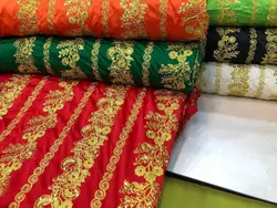 پارچه ساتن مجلسی کارشده با پولک و سیم mb113