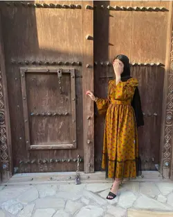 پیراهن زنانه موهر مدل کمرچین با تور mp1104