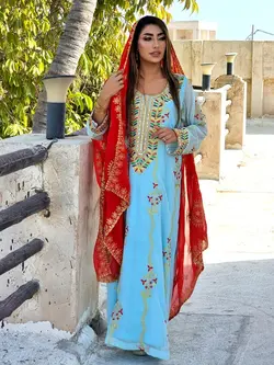 ماکسی بلند و گشاد دخترانه رنگ آبی پاستیلml113