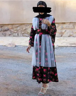 لباس مجلسی پوشیده گلدار با تور سفید mp109