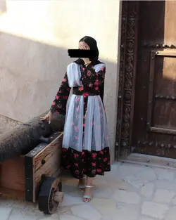 لباس مجلسی پوشیده گلدار با تور سفید mp109