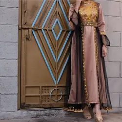 لباس بندری بلند دخترانه کارشده با گلابتون و پولک  mp119