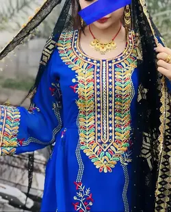 لباس حریر گلدوزی شده زنانه طرح لاینری  ml126