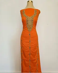 لباس بندری نخی شیک مدل آینه ای رنگ نارنجی ml143