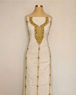 لباس بندری نخی شیک مدل آینه ای رنگ سفیدml139