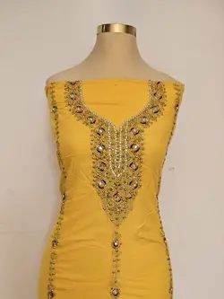 لباس بندری نخی گلابتونی مدل آینه ای رنگ زرد ml138