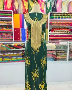 کندوره نواردوزی شده سبز رنگ با طرح پارچه پولکی ml154