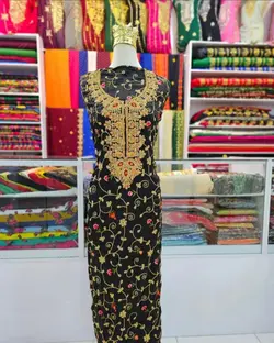 کندوره پرکار قیطون‌دوزی شده ساتن با تم مشکی  ml120