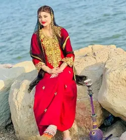 کندوره نخی بندری طرح ستاره ای با تم زرشکی ml145