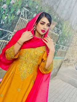 کندوره نخی بندری طرح ستاره ای رنگ خردلی ml149