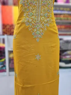 کندوره نخی بندری طرح ستاره ای رنگ خردلی ml149