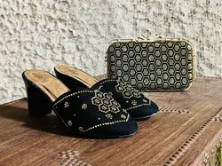 ست کیف و کفش سوزن دوزی شده jg103