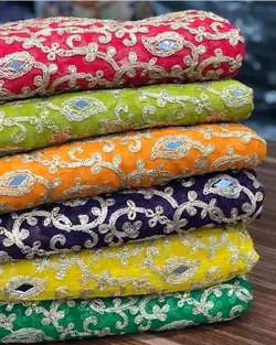 پارچه حریر جواهر دوزی با آینه mb108